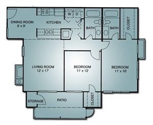 2 Bedroom, 2 Bath 10103 floor plan